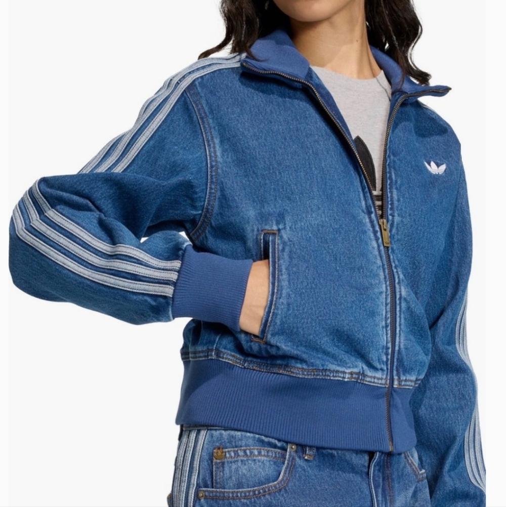 Brand new Adidas denim jeans suit.. Large jacket 32x32 matching jeans